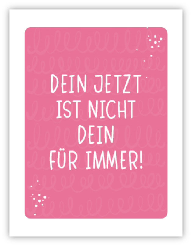 Karte mit rosa Wellenlinien und weißen Punkten auf pinkem Hintergrund
