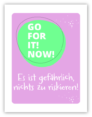 Karte mit grünem Kreis auf rosa Hintergrund