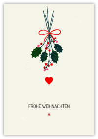 Frohe Weihnachten Mistel mit Herz